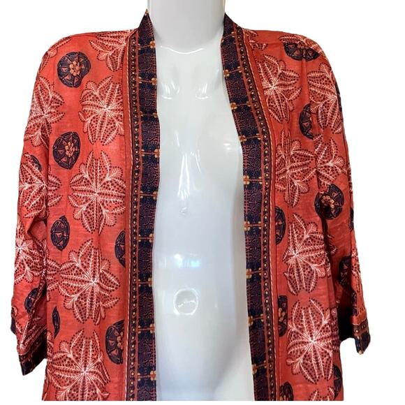 Simple By Suzanne Betro Women's Multicolor Print Open Front Knit Kimono | Size S - Picture 4 of 10